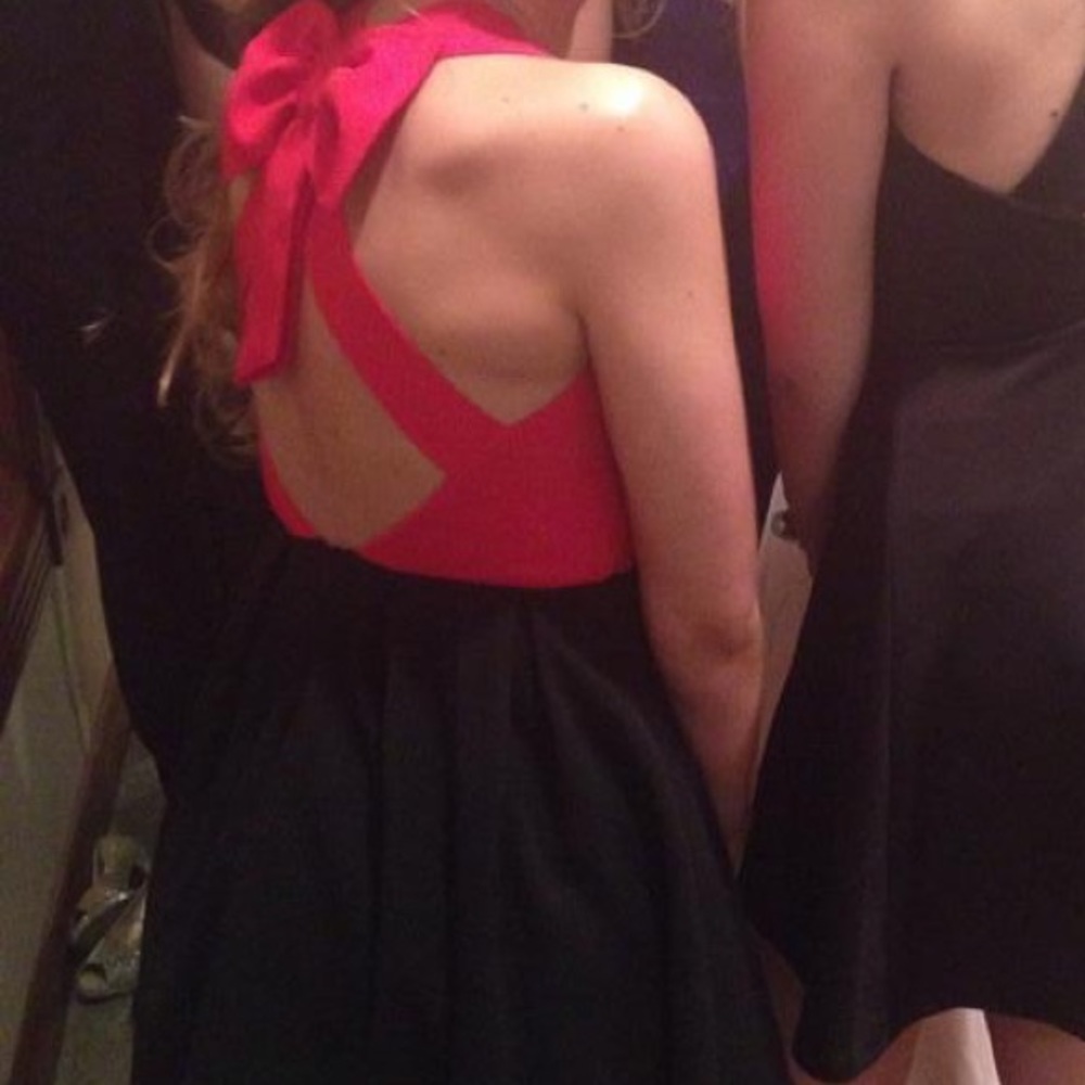 Red bow back dress
